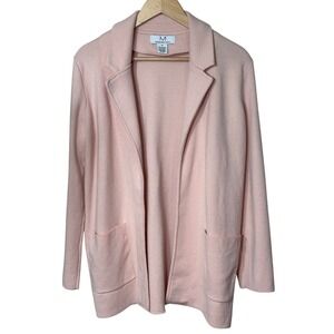 Magaschoni Women's Pink Wool‎ Blend Open Front Knit Blazer Casual Jacket Medium